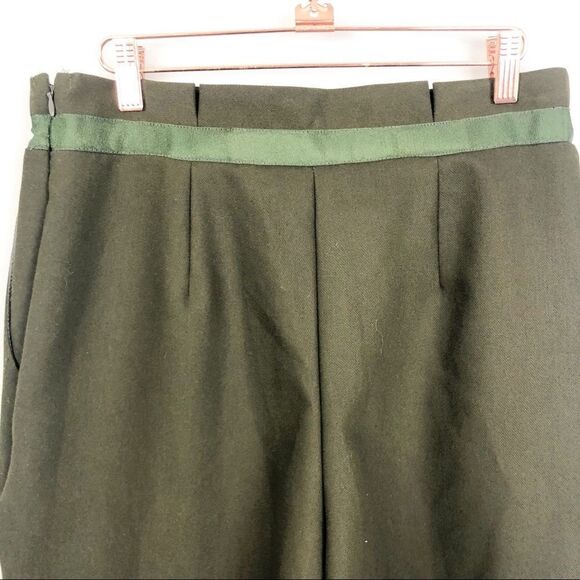 TOPSHOP | Paperbag Drawstring Waist Pants Green 8 - Picture 7 of 10